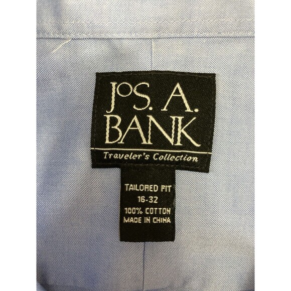 Jos. A. Bank Men’s 16-32 Blue Tailored Fit Traveler Dress Shirt Long Sleeve - Picture 5 of 8